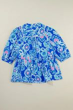 Load image into Gallery viewer, Printed Notched Three-Quarter Sleeve Blouse

