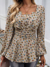 Load image into Gallery viewer, Devine Peplum Printed Long Sleeve Blouse
