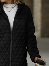 Load image into Gallery viewer, Texture Zip Up Long Sleeve Hooded Coat
