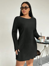 Load image into Gallery viewer, Honey Plus Size Lettuce Hem Round Neck Long Sleeve Dress
