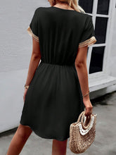 Load image into Gallery viewer, Devine Contrast Trim V-Neck Short Sleeve Mini Dress
