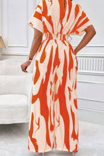 Load image into Gallery viewer, Printed V-Neck Short Sleeve Wide Leg Jumpsuit
