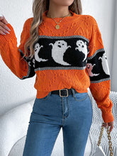 Load image into Gallery viewer, Ghost Round Neck Long Sleeve Sweater
