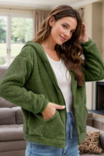 Load image into Gallery viewer, Zip Up Long Sleeve Fuzzy Hooded Outerwear
