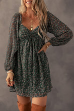 Load image into Gallery viewer, Ruched Printed Long Sleeve Mini Dress
