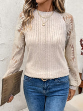 Load image into Gallery viewer, Round Neck Lace Patchwork Long Sleeve Top
