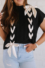 Load image into Gallery viewer, Lace-Up Mock Neck Short Sleeve Sweater
