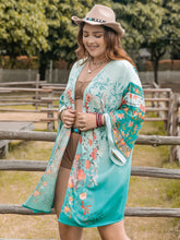 Load image into Gallery viewer, Plus Size Printed Open Front Long Sleeve Cover Up
