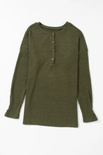 Load image into Gallery viewer, Ribbed Half Button Long Sleeve Knit Top
