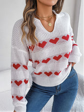 Load image into Gallery viewer, Heart Johnny Collar Long Sleeve Sweater
