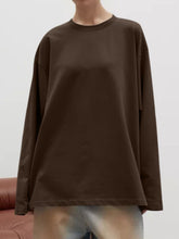 Load image into Gallery viewer, Round Neck Dropped Shoulder Long Sleeve T-Shirt
