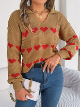 Load image into Gallery viewer, Heart Johnny Collar Long Sleeve Sweater
