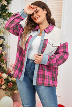 Load image into Gallery viewer, Plus Size Plaid Collared Neck Long Sleeve Shirt
