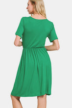 Load image into Gallery viewer, Zenana Surplice Short Sleeve Brushed DTY Dress
