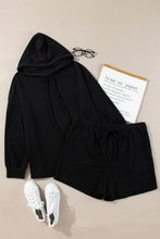 Load image into Gallery viewer, Plus Size Drawstring Dropped Shoulder Hoodie and Shorts Set
