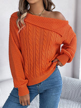 Load image into Gallery viewer, Cable-Knit One Shoulder Long Sleeve Sweater
