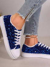 Load image into Gallery viewer, Sequin Round Toe Flat Sneakers
