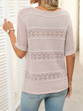 Load image into Gallery viewer, Mandy Openwork Round Neck Half Sleeve Knit Top
