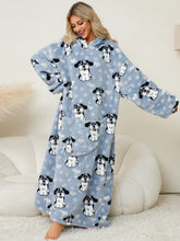 Load image into Gallery viewer, Fuzzy Pocketed Long Sleeve Hooded Lounge Dress
