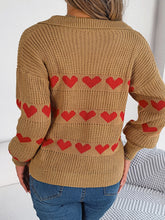 Load image into Gallery viewer, Heart Johnny Collar Long Sleeve Sweater
