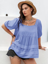 Load image into Gallery viewer, Plus Size Square Neck Half Sleeve Blouse
