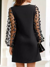 Load image into Gallery viewer, Round Neck Butterfly Mesh Long Sleeve Mini Dress
