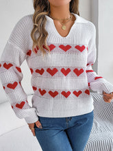 Load image into Gallery viewer, Heart Johnny Collar Long Sleeve Sweater
