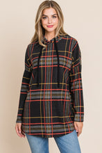 Load image into Gallery viewer, BOMBOM Drawstring Plaid Long Sleeve Hoodie
