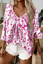 Load image into Gallery viewer, Leopard V-Neck Three-Quarter Sleeve Blouse
