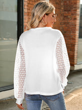 Load image into Gallery viewer, Full Size Round Neck Lace Long Sleeve T-Shirt Plus Size
