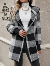 Load image into Gallery viewer, Plaid Long Sleeve Hooded Coat
