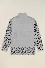 Load image into Gallery viewer, Slit Leopard Mock Neck Dropped Shoulder Sweater
