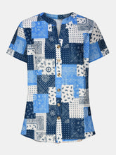 Load image into Gallery viewer, Printed Notched Short Sleeve Blouse
