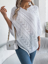 Load image into Gallery viewer, Cable-Knit Openwork Three-Quarter Sleeve Sweater
