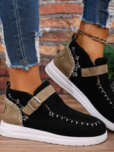 Load image into Gallery viewer, Contrast Round Toe Buckle Sneakers
