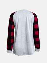 Load image into Gallery viewer, Full Size Graphic Plaid Round Neck Long Sleeve T-Shirt
