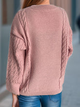 Load image into Gallery viewer, Cable-Knit Round Neck Long Sleeve Sweater
