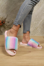 Load image into Gallery viewer, Color Block Open Toe Faux Fur PVC Slippers
