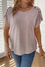 Load image into Gallery viewer, Plus Size Decorative Button Round Neck Short Sleeve T-Shirt
