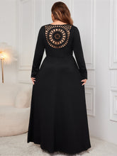 Load image into Gallery viewer, Plus Size Cutout V-Neck Long Sleeve Maxi Dress
