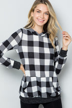 Load image into Gallery viewer, Celeste Full Size Contrast Plaid Long Sleeve Hoodie
