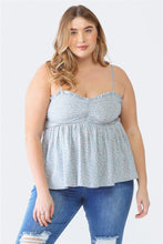 Load image into Gallery viewer, Zenobia Plus Size Frill Smocked Floral Sweetheart Neck Cami
