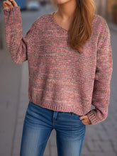 Load image into Gallery viewer, Heathered V-Neck Long Sleeve Sweater
