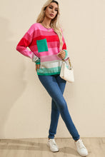 Load image into Gallery viewer, Color Block Round Neck Sweater
