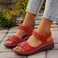 Load image into Gallery viewer, PU Leather Wedge Buckle Sandals
