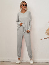 Load image into Gallery viewer, Full Size Round Neck Dropped Shoulder Top and Joggers Lounge Set
