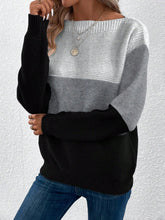Load image into Gallery viewer, Color Block Boat Neck Sweater
