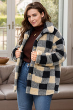 Load image into Gallery viewer, Plus Size Plaid Button Up Long Sleeve Coat
