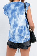 Load image into Gallery viewer, Ruffled Printed Round Neck Cap Sleeve T-Shirt
