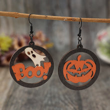 Load image into Gallery viewer, Hollow Pumpkin &amp; Letter Wooden Earrings
